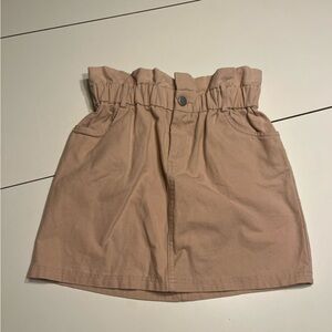 Lulus XS denim button up skirt tan colored ruched waisted